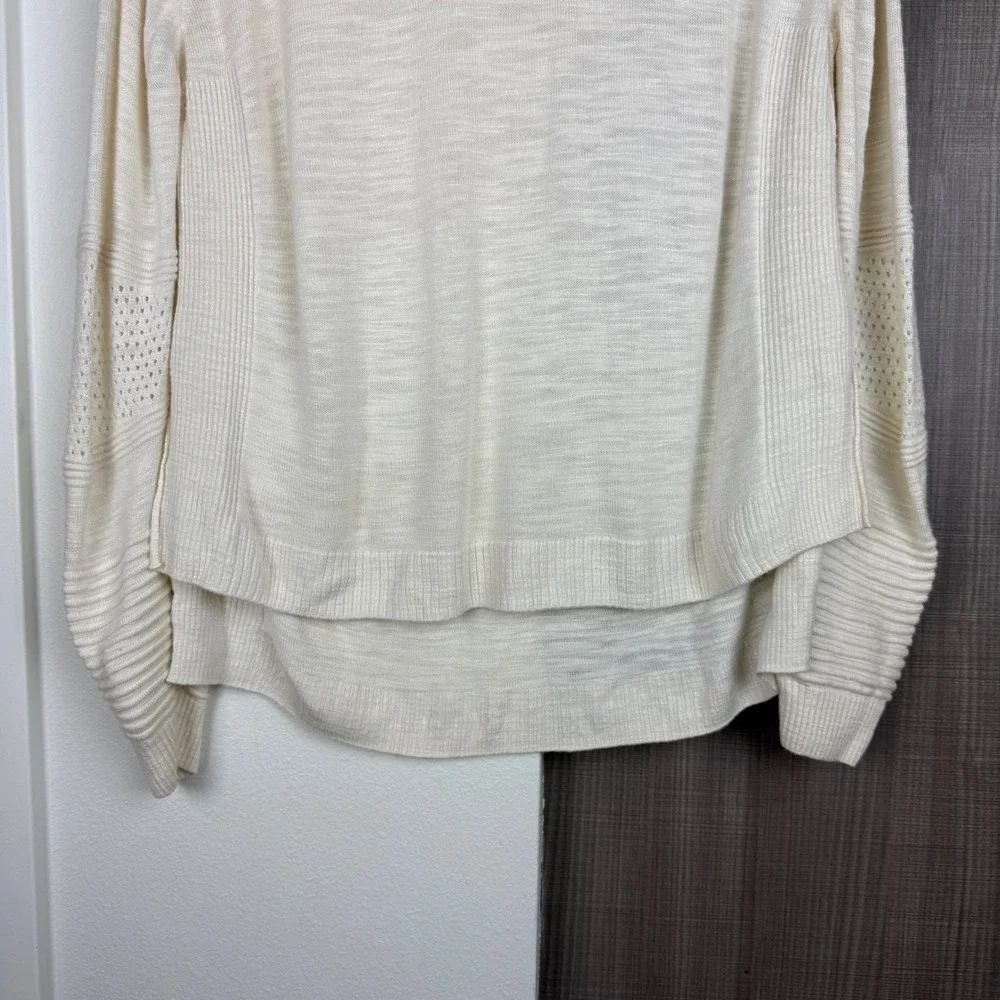 Milly Cream Ribbed Crewneck Sweater - Picture 4 of 11